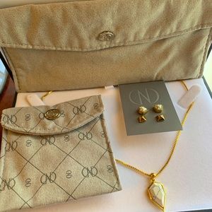 Grey marble set in gold.